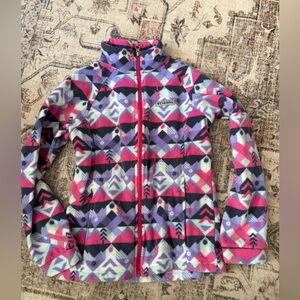 Columbia Pink and Purple Geometric Fleece Jacket